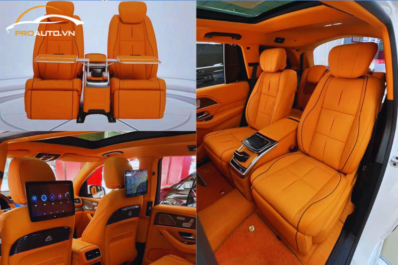 Độ ghế Limousine xe Hyundai Palisade thiết kế gối đầu bọc da mềm mại